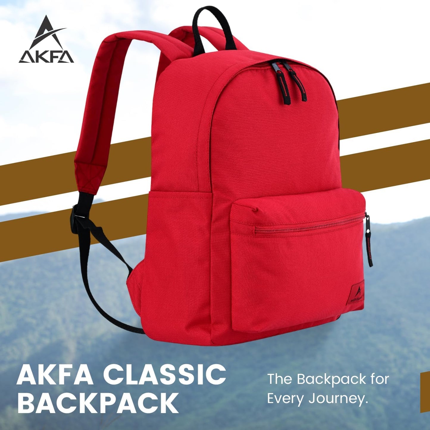 Classic Backpack - Eco-Friendly 14L Capacity, 100% Recycled Polyester, Water-Resistant, Padded Laptop Pocket (15") (Red)
