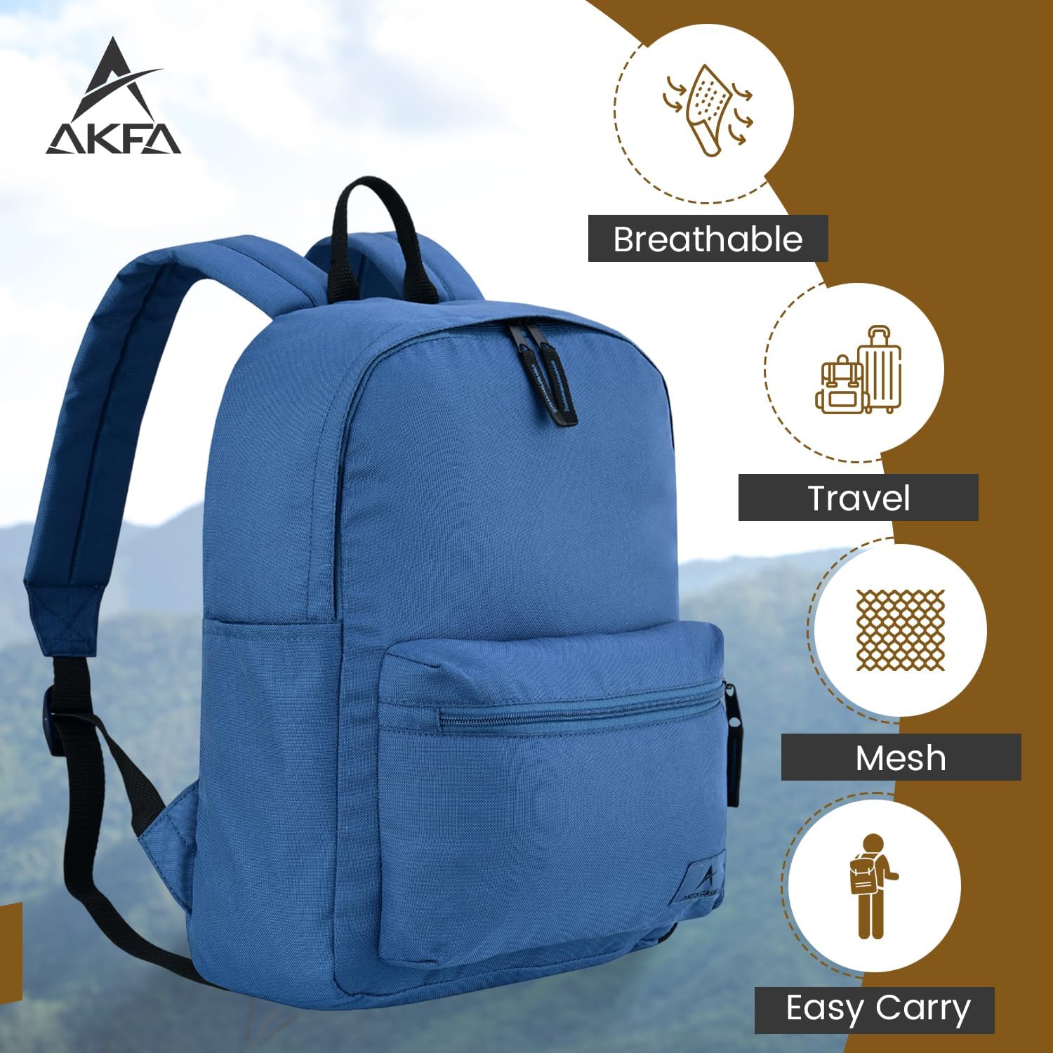 Classic Backpack - Eco-Friendly 14L Capacity, 100% Recycled Polyester, Water-Resistant, Padded Laptop Pocket (15") (Blue)