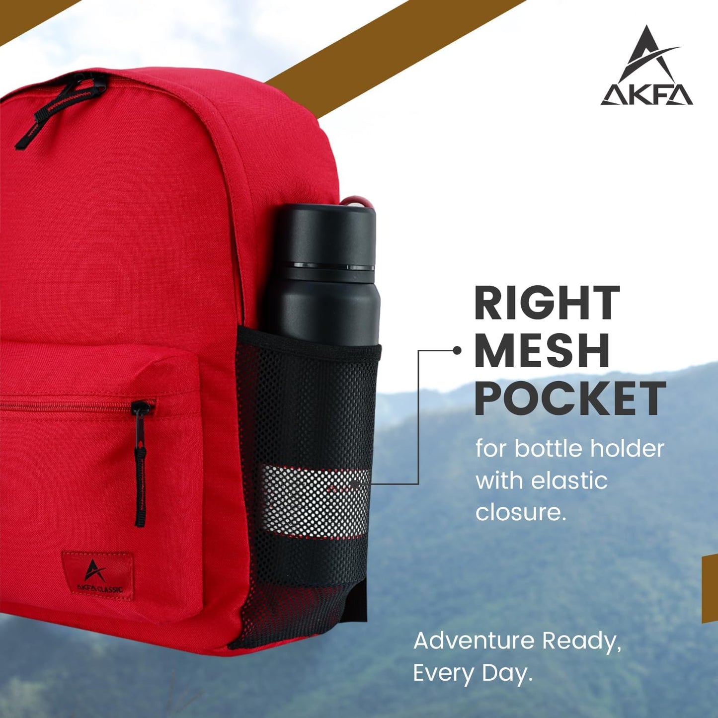 Classic Backpack - Eco-Friendly 14L Capacity, 100% Recycled Polyester, Water-Resistant, Padded Laptop Pocket (15") (Red)