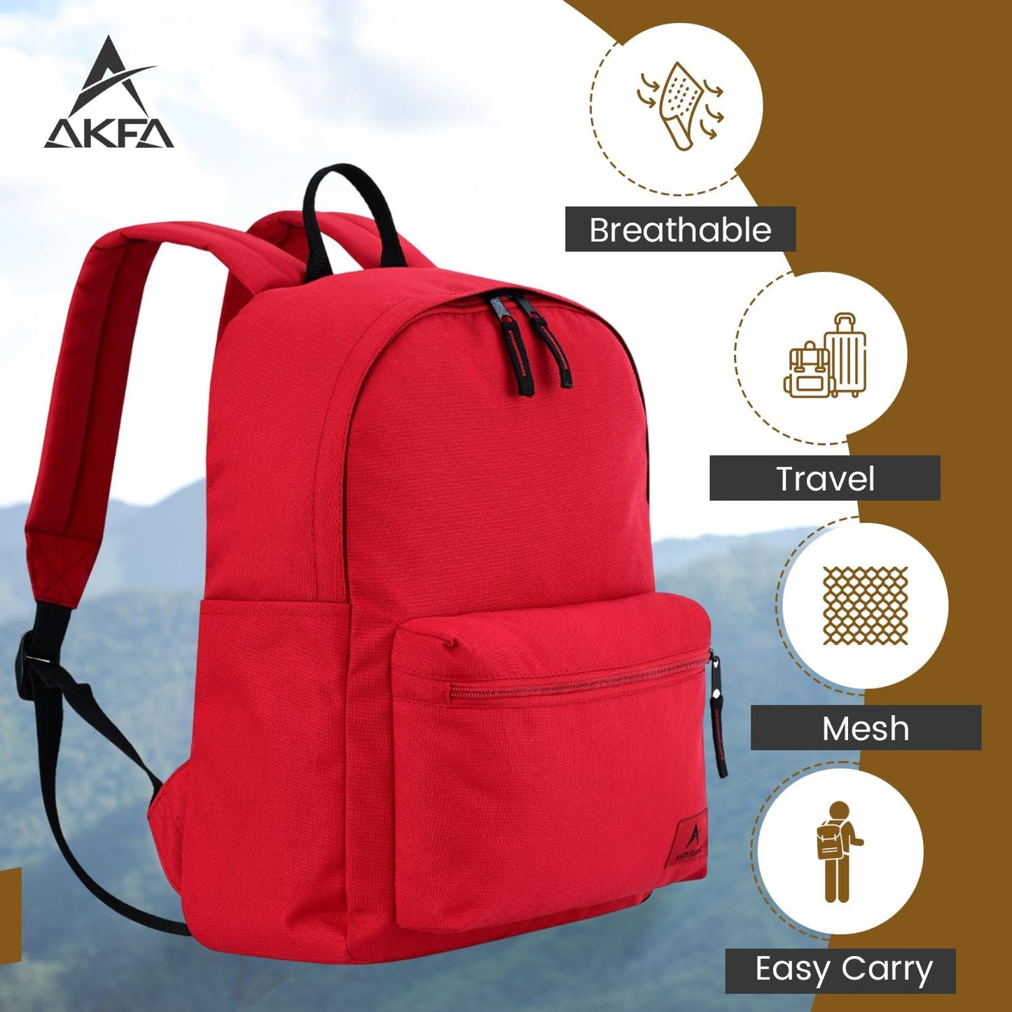 Classic Backpack - Eco-Friendly 14L Capacity, 100% Recycled Polyester, Water-Resistant, Padded Laptop Pocket (15") (Red)