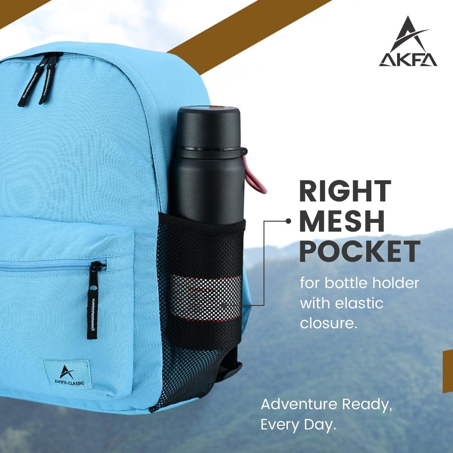 Classic Backpack - Eco-Friendly 14L Capacity, 100% Recycled Polyester, Water-Resistant, Padded Laptop Pocket (15") (Light Blue)
