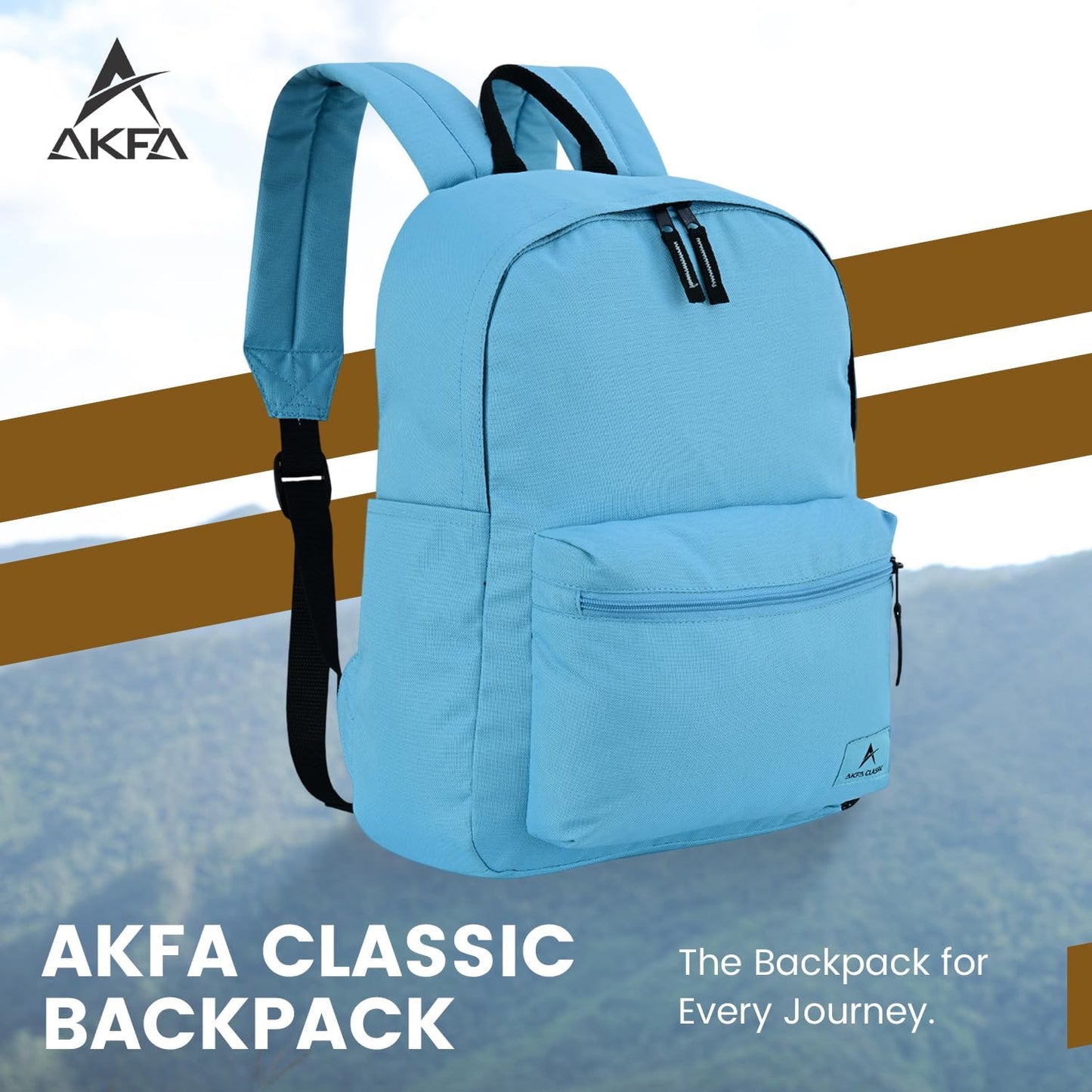 Classic Backpack - Eco-Friendly 14L Capacity, 100% Recycled Polyester, Water-Resistant, Padded Laptop Pocket (15") (Light Blue)
