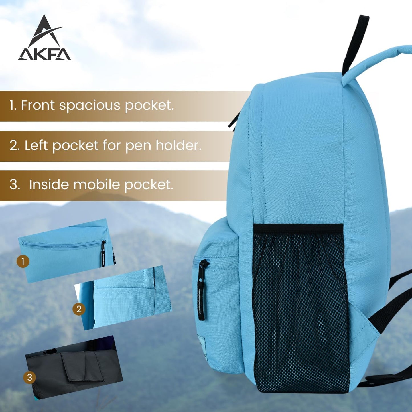 Classic Backpack - Eco-Friendly 14L Capacity, 100% Recycled Polyester, Water-Resistant, Padded Laptop Pocket (15") (Light Blue)