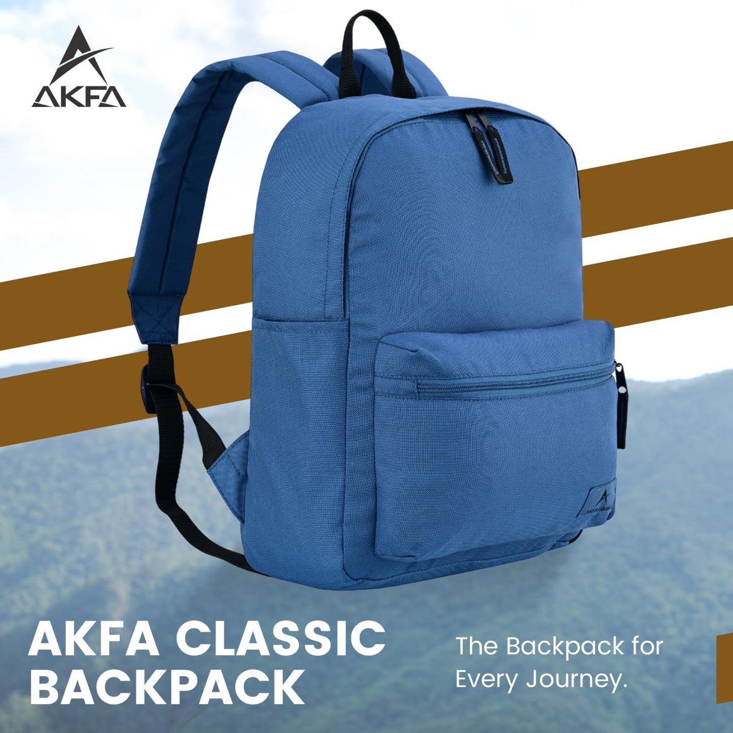 Classic Backpack - Eco-Friendly 14L Capacity, 100% Recycled Polyester, Water-Resistant, Padded Laptop Pocket (15") (Blue)