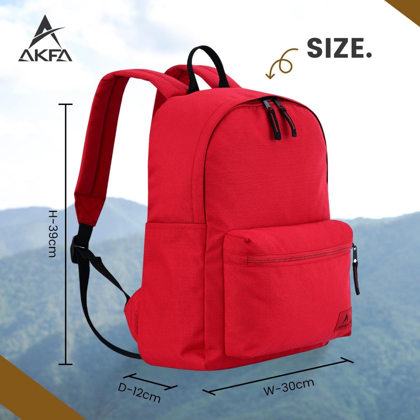 Classic Backpack - Eco-Friendly 14L Capacity, 100% Recycled Polyester, Water-Resistant, Padded Laptop Pocket (15") (Red)