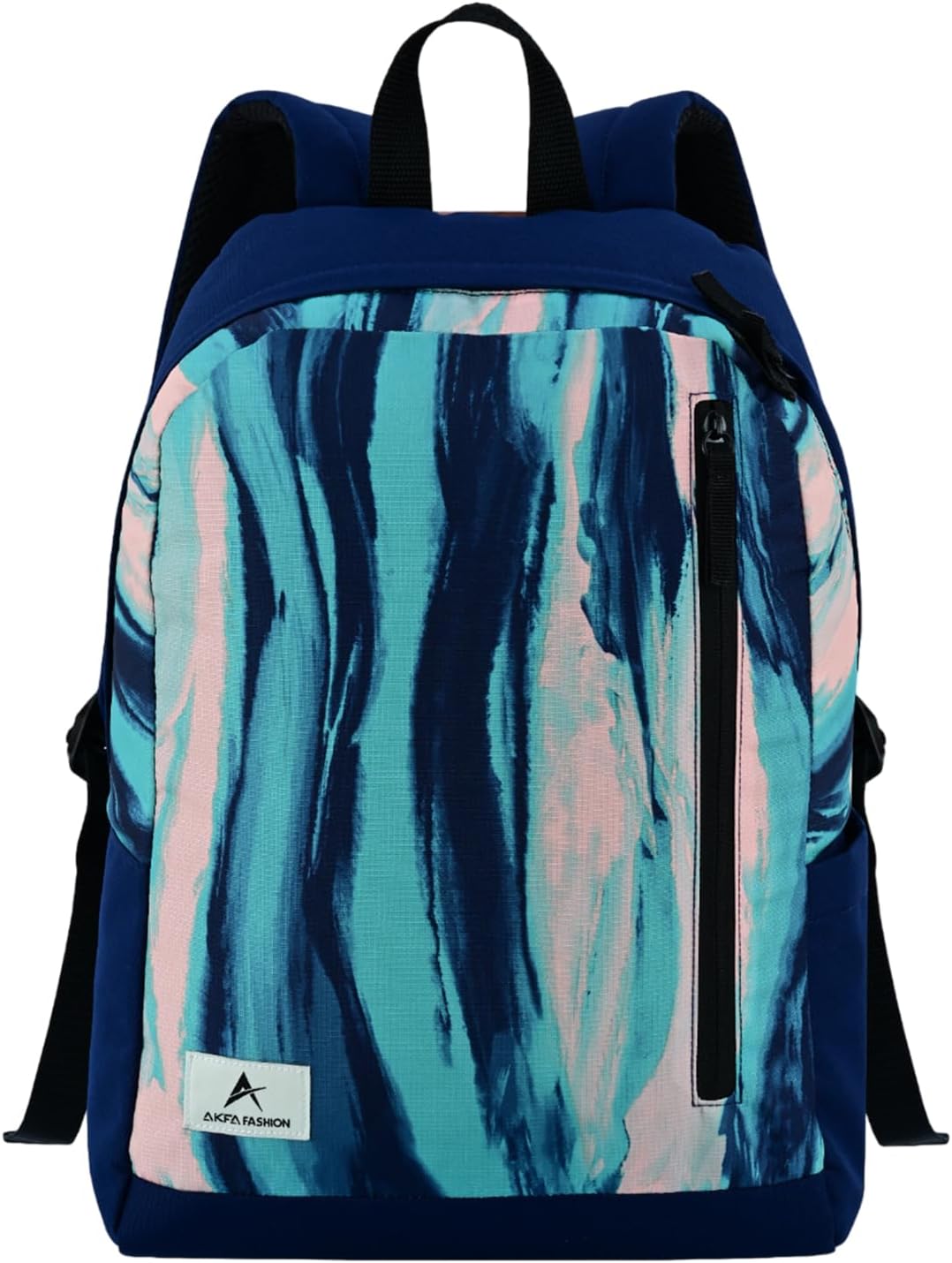 Fashion Backpack - Stylish Water-Repellent Daypack Made from 100% Recycled Polyester, 14L Capacity with Adjustable Straps (Dark Blue/Turquoise)