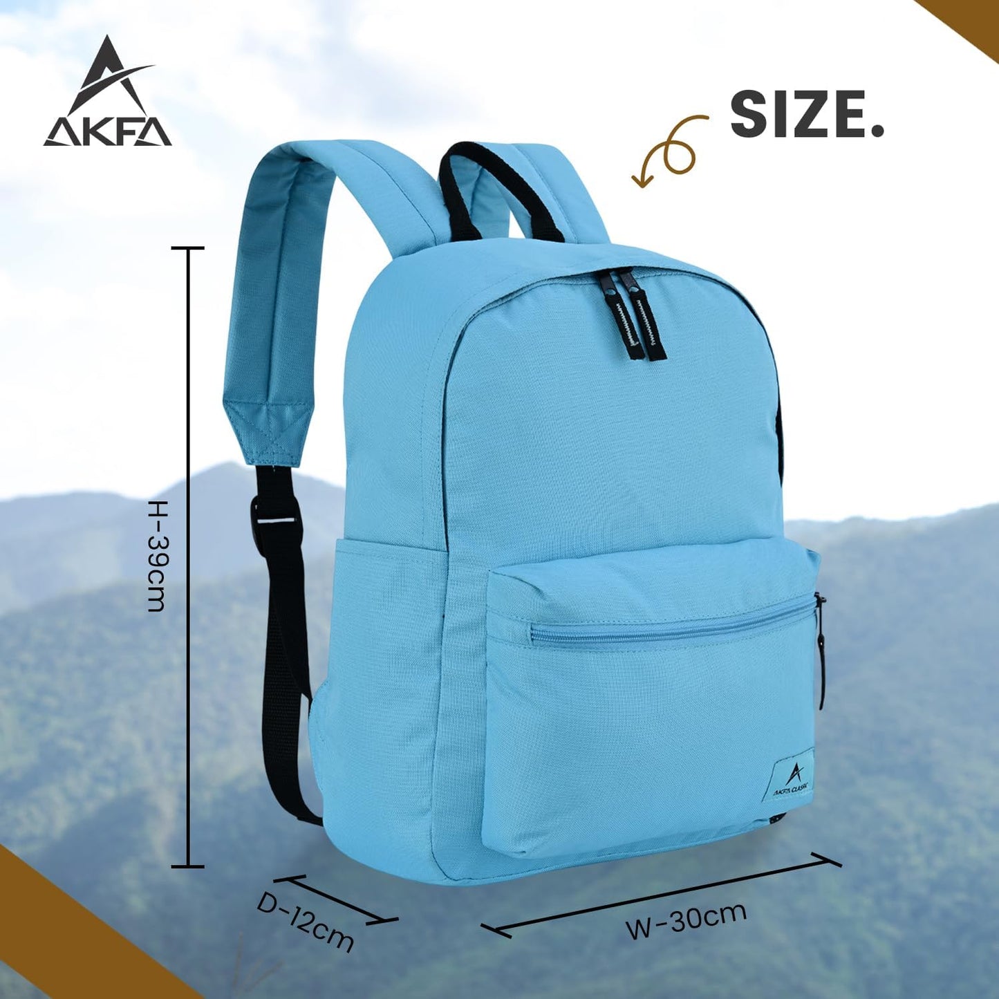 Classic Backpack - Eco-Friendly 14L Capacity, 100% Recycled Polyester, Water-Resistant, Padded Laptop Pocket (15") (Light Blue)
