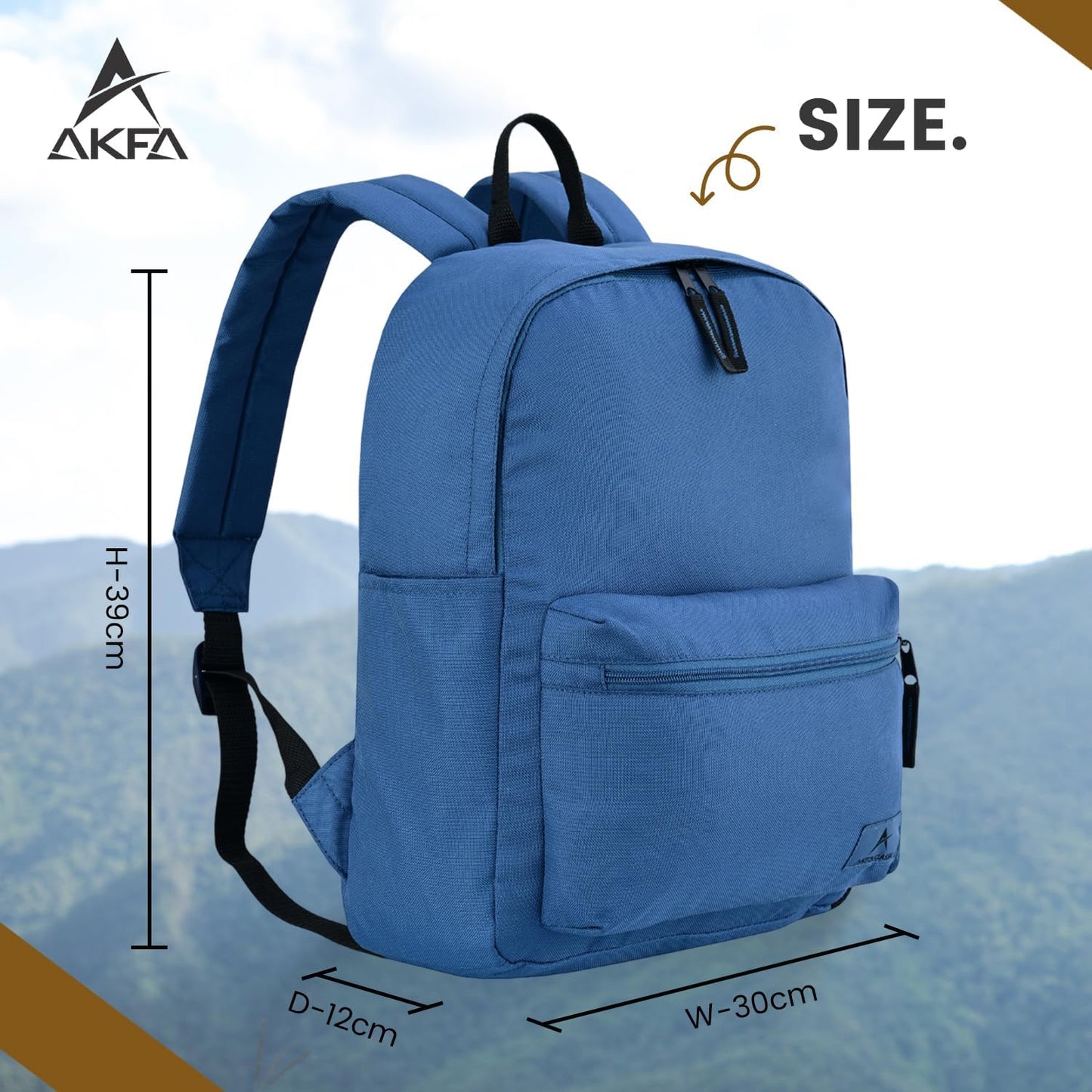 Classic Backpack - Eco-Friendly 14L Capacity, 100% Recycled Polyester, Water-Resistant, Padded Laptop Pocket (15") (Blue)