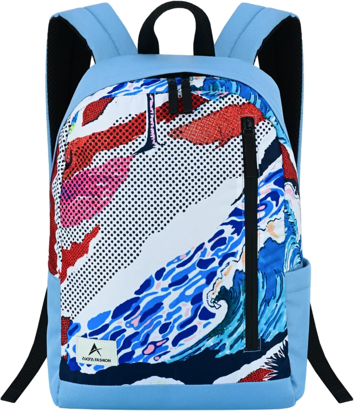 Fashion Backpack - Stylish Water-Repellent Daypack Made from 100% Recycled Polyester, 14L Capacity with Adjustable Straps (Light Bluw With Multi Colours)