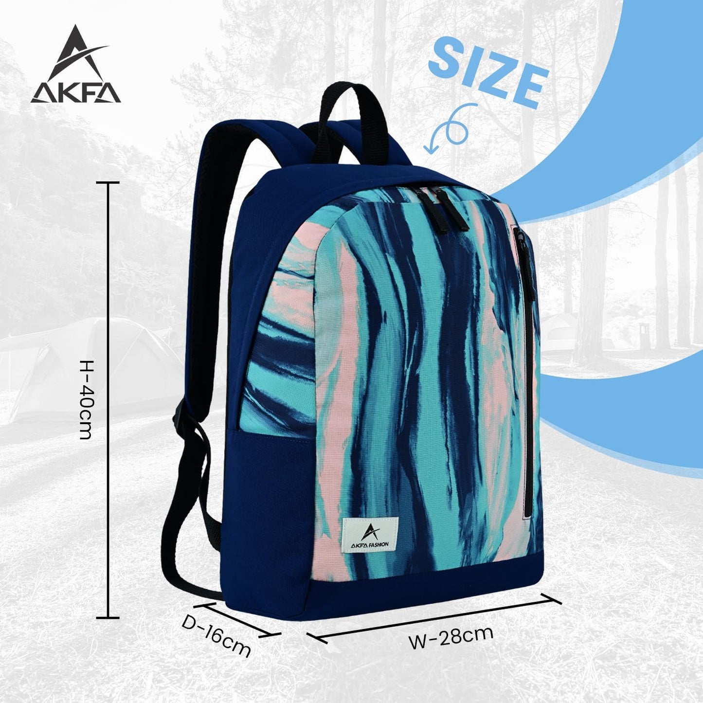 Fashion Backpack - Stylish Water-Repellent Daypack Made from 100% Recycled Polyester, 14L Capacity with Adjustable Straps (Dark Blue/Turquoise)