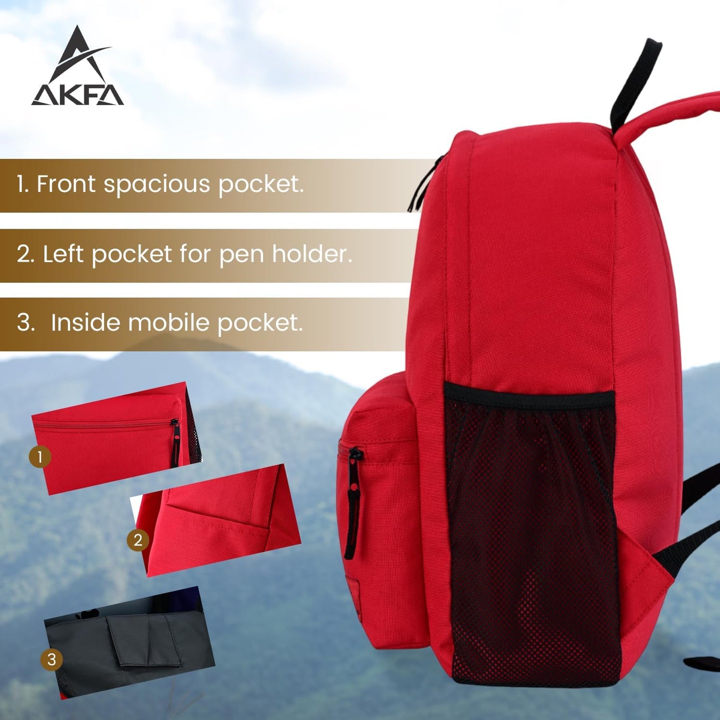 Classic Backpack - Eco-Friendly 14L Capacity, 100% Recycled Polyester, Water-Resistant, Padded Laptop Pocket (15") (Red)