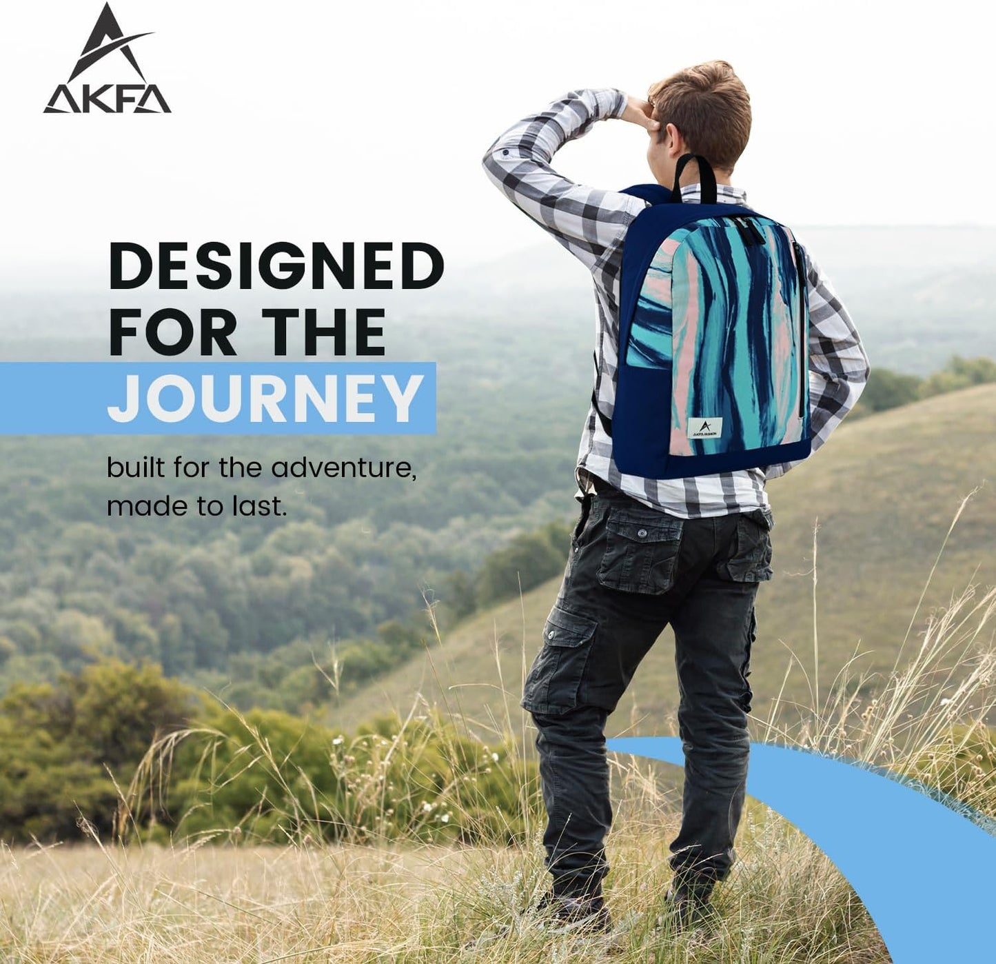 Fashion Backpack - Stylish Water-Repellent Daypack Made from 100% Recycled Polyester, 14L Capacity with Adjustable Straps (Dark Blue/Turquoise)