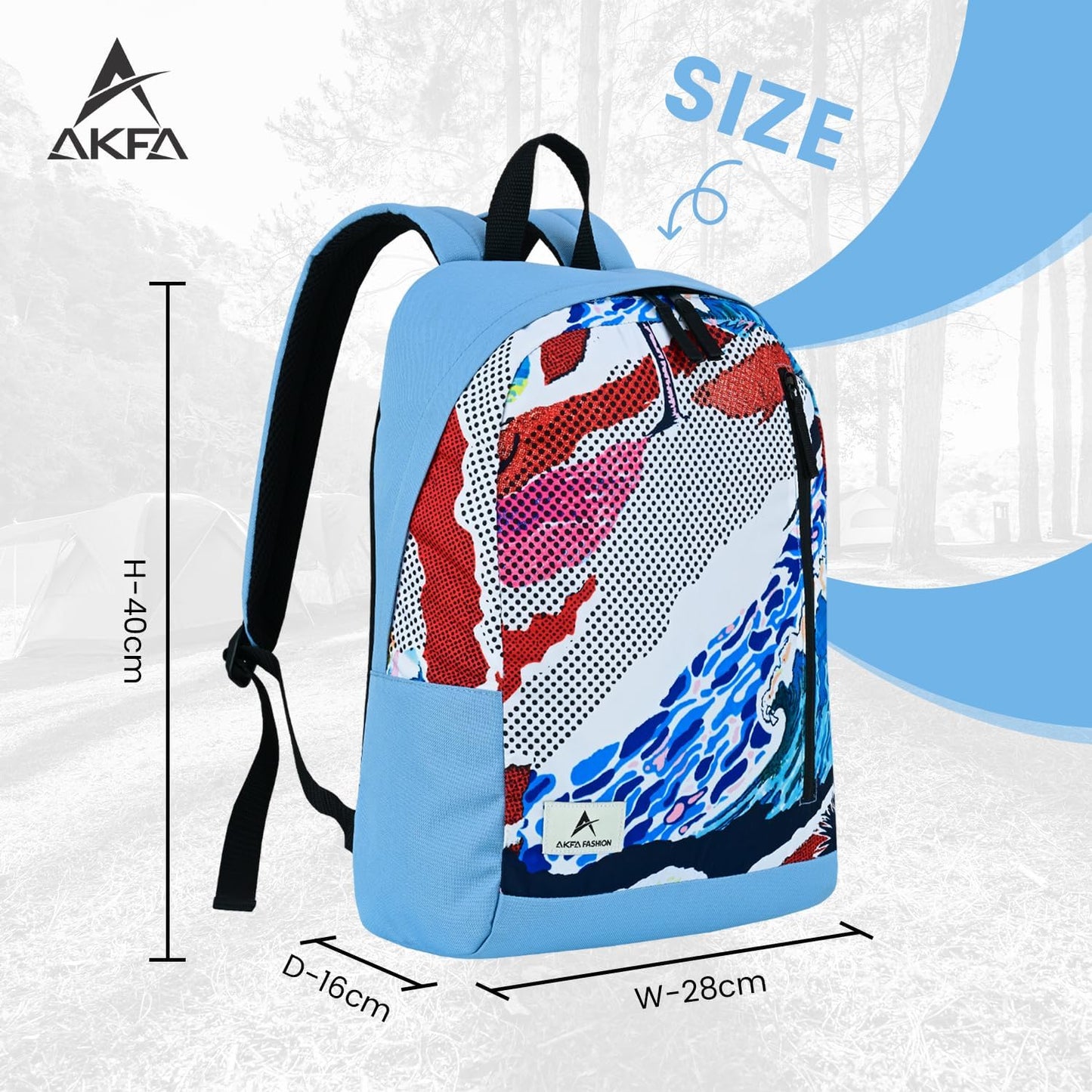 Fashion Backpack - Stylish Water-Repellent Daypack Made from 100% Recycled Polyester, 14L Capacity with Adjustable Straps (Light Bluw With Multi Colours)