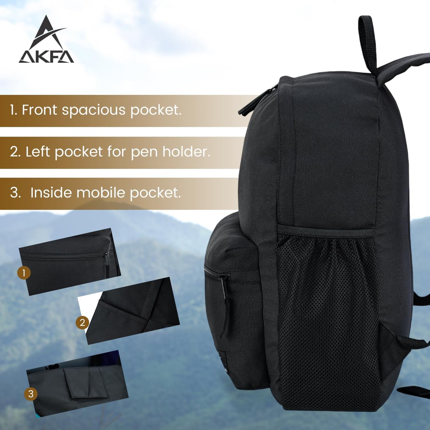 Classic Backpack - Eco-Friendly 14L Capacity, 100% Recycled Polyester, Water-Resistant, Padded Laptop Pocket (15") (Black)