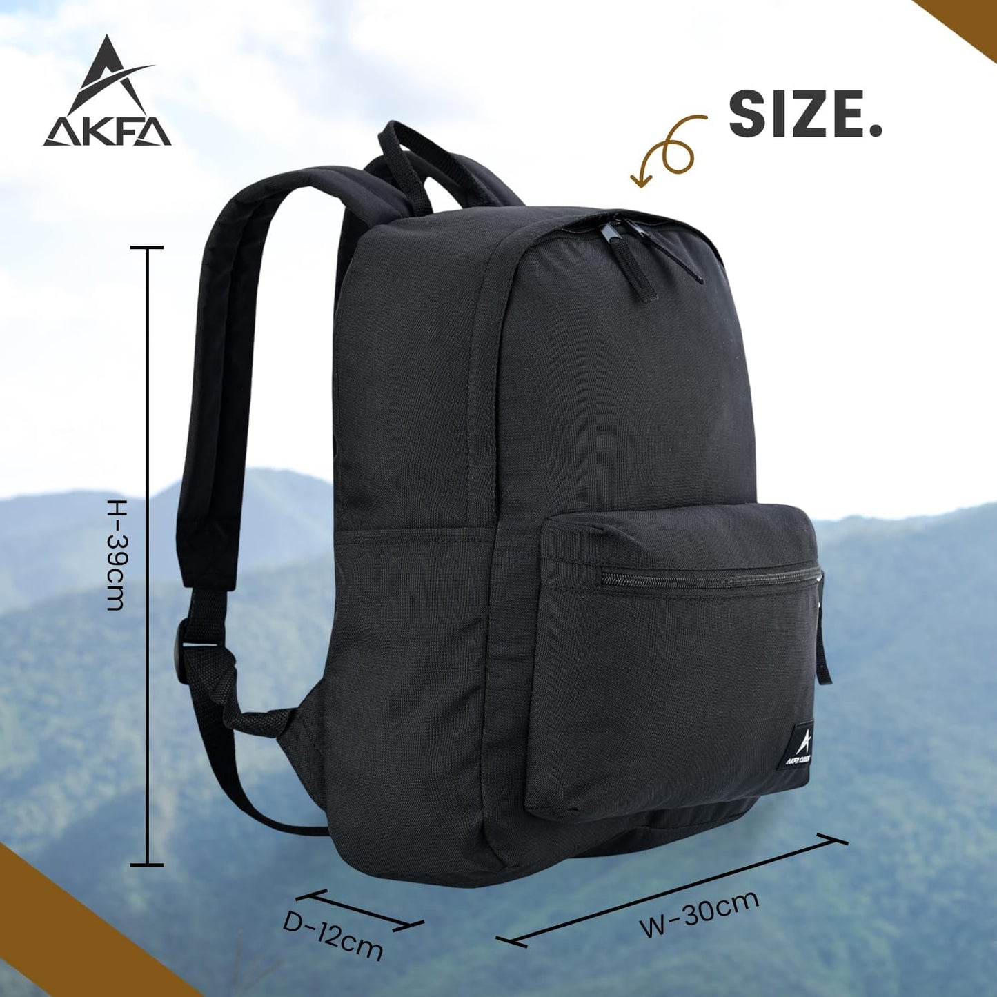 Classic Backpack - Eco-Friendly 14L Capacity, 100% Recycled Polyester, Water-Resistant, Padded Laptop Pocket (15") (Black)