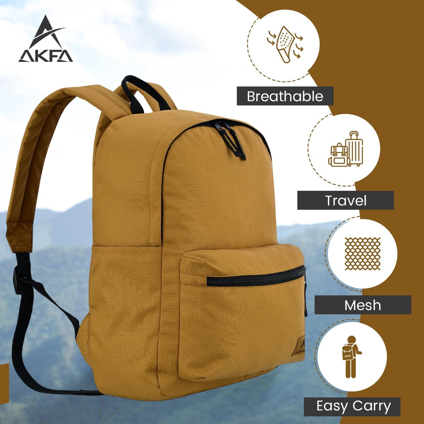 Classic Backpack - Eco-Friendly 14L Capacity, 100% Recycled Polyester, Water-Resistant, Padded Laptop Pocket (15") (Mustard)