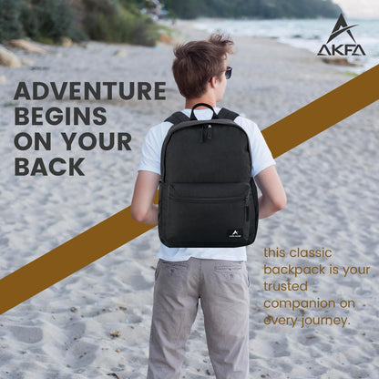 Classic Backpack - Eco-Friendly 14L Capacity, 100% Recycled Polyester, Water-Resistant, Padded Laptop Pocket (15") (Black)