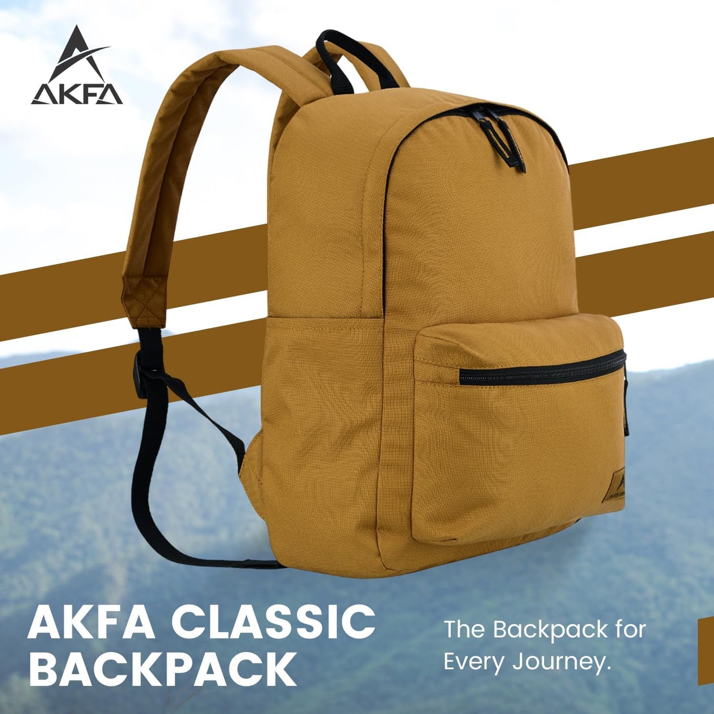 Classic Backpack - Eco-Friendly 14L Capacity, 100% Recycled Polyester, Water-Resistant, Padded Laptop Pocket (15") (Mustard)